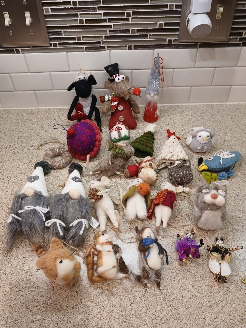 Bundle of 24 Felt & Fabric Christmas Ornaments